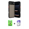 MARSİLYAN™- iPhone 17 Air Kılıf Ahenk Çizgi Serisi - Siyah Bilvis 5in1 3D Magic Cam Ekran Koruyucu + Gümüş Raze Metal Kamera Lens