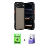 MARSİLYAN™- iPhone 17 Air Kılıf Ahenk Çizgi Serisi - Siyah Bilvis 5in1 5D Magic Hayalet Cam Ekran Koruyucu + Raze Metal Kamera Lens - MI