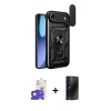 MARSİLYAN™- iPhone 17 Air Kılıf Ahenk Klasik - Siyah 3D Antistatik Hayalet Cam Ekran Koruyucu + Bilvis Titan Kamera Lens - GS