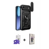 MARSİLYAN™- iPhone 17 Air Kılıf Ahenk Klasik - Siyah Bilvis 3D Cam Ekran Koruyucu + Bilvis Titan Kamera Lens - SH