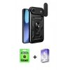 MARSİLYAN™- iPhone 17 Air Kılıf Ahenk Klasik - Siyah Bilvis 5in1 3D Magic Cam Ekran Koruyucu + Raze Metal Kamera Lens - SH