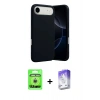 MARSİLYAN™- iPhone 17 Air Kılıf Ahenk Serisi - Siyah Bilvis 5in1 3D Magic Cam Ekran Koruyucu + Gümüş Raze Metal Kamera Lens