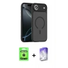 MARSİLYAN™- iPhone 17 Air Kılıf Doruk Form Serisi - Siyah Bilvis 5in1 3D Magic Cam Ekran Koruyucu + Raze Metal Kamera Lens - SH