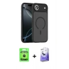 MARSİLYAN™- iPhone 17 Air Kılıf Doruk Form Serisi - Siyah Bilvis 5in1 5D Magic Hayalet Cam Ekran Koruyucu + Raze Metal Kamera Lens - SH