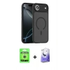 MARSİLYAN™- iPhone 17 Air Kılıf Doruk Form Serisi - Siyah Bilvis 5in1 5D Magic Hayalet Cam Ekran Koruyucu + Raze Metal Kamera Lens - GS