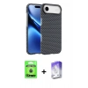 MARSİLYAN™- iPhone 17 Air Kılıf Doruk Serisi - Siyah Bilvis 5in1 3D Magic Cam Ekran Koruyucu + Raze Metal Kamera Lens - MI