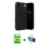 MARSİLYAN™- iPhone 17 Air Kılıf Eksen Form Prime - Siyah 3D Antistatik Cam Ekran Koruyucu + Gold Raze Metal Kamera Lens