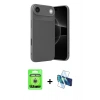 MARSİLYAN™- iPhone 17 Air Kılıf Eksen Form Prime - Siyah 3D Antistatik Cam Ekran Koruyucu + Raze Metal Kamera Lens - GS