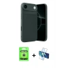 MARSİLYAN™- iPhone 17 Air Kılıf Eksen Form Prime - Siyah 3D Antistatik Cam Ekran Koruyucu + Raze Metal Kamera Lens - GS