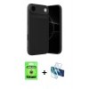 MARSİLYAN™- iPhone 17 Air Kılıf Eksen Form Prime - Siyah 3D Antistatik Cam Ekran Koruyucu + Raze Metal Kamera Lens - GS