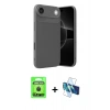 MARSİLYAN™- iPhone 17 Air Kılıf Eksen Form Prime - Siyah 3D Antistatik Cam Ekran Koruyucu + Siyah Raze Metal Kamera Lens