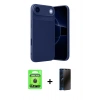 MARSİLYAN™- iPhone 17 Air Kılıf Eksen Form Prime - Siyah 3D Antistatik Hayalet Cam Ekran Koruyucu + Raze Metal Kamera Lens - SH