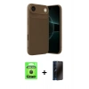 MARSİLYAN™- iPhone 17 Air Kılıf Eksen Form Prime - Siyah 3D Antistatik Hayalet Cam Ekran Koruyucu + Raze Metal Kamera Lens - SH