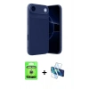 MARSİLYAN™- iPhone 17 Air Kılıf Eksen Form Prime - Siyah 3D Antistatik Seramik Nano Ekran Koruyucu + Gümüş Raze Metal Kamera Lens