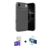 MARSİLYAN™- iPhone 17 Air Kılıf Eksen Form Prime - Siyah 3D Antistatik Seramik Nano Ekran Koruyucu + Lacivert Bilvis Titan Kamera Lens