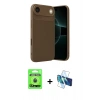 MARSİLYAN™- iPhone 17 Air Kılıf Eksen Form Prime - Siyah 3D Antistatik Seramik Nano Ekran Koruyucu + Raze Metal Kamera Lens - MI
