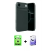 MARSİLYAN™- iPhone 17 Air Kılıf Eksen Form Prime - Siyah Bilvis 5in1 5D Magic Hayalet Cam Ekran Koruyucu + Gümüş Raze Metal Kamera Lens
