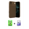 MARSİLYAN™- iPhone 17 Air Kılıf Eksen Form Prime - Siyah Bilvis 5in1 5D Magic Hayalet Cam Ekran Koruyucu + Gümüş Raze Metal Kamera Lens