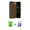 MARSİLYAN™- iPhone 17 Air Kılıf Eksen Form Prime - Siyah Bilvis 5in1 5D Magic Hayalet Cam Ekran Koruyucu + Raze Metal Kamera Lens - SH