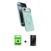 MARSİLYAN™- iPhone 17 Air Kılıf İz Işık Koleksiyonu - Siyah 3D Antistatik Hayalet Cam Ekran Koruyucu + Raze Metal Kamera Lens - MI