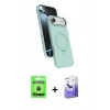 MARSİLYAN™- iPhone 17 Air Kılıf İz Işık Koleksiyonu - Siyah Bilvis 5in1 5D Magic Hayalet Cam Ekran Koruyucu + Raze Metal Kamera Lens - MI