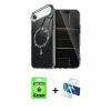 MARSİLYAN™- iPhone 17 Air Kılıf Kıvılcım Form Prime - Siyah 3D Antistatik Cam Ekran Koruyucu + Raze Metal Kamera Lens - GD