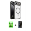 MARSİLYAN™- iPhone 17 Air Kılıf Kıvılcım Prime - Siyah 3D Antistatik Hayalet Cam Ekran Koruyucu + Raze Metal Kamera Lens - SH