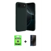 MARSİLYAN™- iPhone 17 Air Kılıf Kozmos Yansıma Özel Seri - Siyah 3D Antistatik Hayalet Cam Ekran Koruyucu + Raze Metal Kamera Lens - GS
