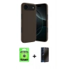 MARSİLYAN™- iPhone 17 Air Kılıf Kozmos Yansıma Özel Seri - Siyah 3D Antistatik Hayalet Cam Ekran Koruyucu + Raze Metal Kamera Lens - GS