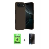 MARSİLYAN™- iPhone 17 Air Kılıf Kozmos Yansıma Özel Seri - Siyah 3D Antistatik Hayalet Cam Ekran Koruyucu + Raze Metal Kamera Lens - MI