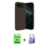 MARSİLYAN™- iPhone 17 Air Kılıf Kozmos Yansıma Özel Seri - Siyah Bilvis 5in1 5D Magic Hayalet Cam Ekran Koruyucu + Gümüş Raze Metal Kamera Lens