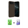 MARSİLYAN™- iPhone 17 Air Kılıf Kozmos Yansıma Özel Seri - Siyah Bilvis 5in1 5D Magic Hayalet Cam Ekran Koruyucu + Raze Metal Kamera Lens - SH