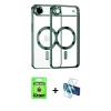 MARSİLYAN™- iPhone 17 Air Kılıf Nova Işık Özel Seri - Siyah 3D Antistatik Cam Ekran Koruyucu + Raze Metal Kamera Lens - GD