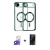 MARSİLYAN™- iPhone 17 Air Kılıf Nova Işık Özel Seri - Siyah 3D Antistatik Hayalet Cam Ekran Koruyucu + Bilvis Titan Kamera Lens - LT