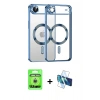 MARSİLYAN™- iPhone 17 Air Kılıf Nova Işık Özel Seri - Siyah 3D Antistatik Seramik Nano Ekran Koruyucu + Gümüş Raze Metal Kamera Lens