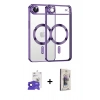 MARSİLYAN™- iPhone 17 Air Kılıf Nova Işık Özel Seri - Siyah Bilvis 3D Cam Ekran Koruyucu + Lacivert Bilvis Titan Kamera Lens