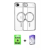 MARSİLYAN™- iPhone 17 Air Kılıf Nova Işık Özel Seri - Siyah Bilvis 5in1 3D Magic Cam Ekran Koruyucu + Gold Raze Metal Kamera Lens