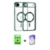 MARSİLYAN™- iPhone 17 Air Kılıf Nova Işık Özel Seri - Siyah Bilvis 5in1 3D Magic Cam Ekran Koruyucu + Gold Raze Metal Kamera Lens