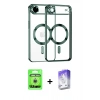 MARSİLYAN™- iPhone 17 Air Kılıf Nova Işık Özel Seri - Siyah Bilvis 5in1 3D Magic Cam Ekran Koruyucu + Raze Metal Kamera Lens - GS