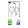MARSİLYAN™- iPhone 17 Air Kılıf Nova Işık Özel Seri - Siyah Bilvis 5in1 5D Magic Hayalet Cam Ekran Koruyucu + Raze Metal Kamera Lens - GS