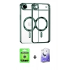 MARSİLYAN™- iPhone 17 Air Kılıf Nova Işık Özel Seri - Siyah Bilvis 5in1 5D Magic Hayalet Cam Ekran Koruyucu + Raze Metal Kamera Lens - GS