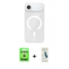 MARSİLYAN™- iPhone 17 Air Kılıf Pusula Form Özel Seri - Şeffaf Pasifik Cam Ekran Koruyucu + Raze Metal Kamera Lens - GD
