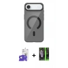 MARSİLYAN™- iPhone 17 Air Kılıf Pusula Form Özel Seri - Siyah 360 Mat Full Body Arka Koruyucu + Bilvis Titan Kamera Lens - GD