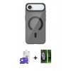 MARSİLYAN™- iPhone 17 Air Kılıf Pusula Form Özel Seri - Siyah 360 Mat Full Body Arka Koruyucu + Bilvis Titan Kamera Lens - GS