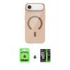 MARSİLYAN™- iPhone 17 Air Kılıf Pusula Form Özel Seri - Siyah 360 Mat Full Body Arka Koruyucu + Mavi Raze Metal Kamera Lens
