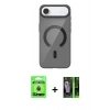 MARSİLYAN™- iPhone 17 Air Kılıf Pusula Form Özel Seri - Siyah 360 Mat Full Body Arka Koruyucu + Mavi Raze Metal Kamera Lens