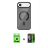 MARSİLYAN™- iPhone 17 Air Kılıf Pusula Form Özel Seri - Siyah 360 Mat Full Body Arka Koruyucu + Siyah Raze Metal Kamera Lens