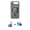 MARSİLYAN™- iPhone 17 Air Kılıf Pusula Form Özel Seri - Siyah 3D Antistatik Cam Ekran Koruyucu + Bilvis Titan Kamera Lens - GS