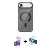 MARSİLYAN™- iPhone 17 Air Kılıf Pusula Form Özel Seri - Siyah 3D Antistatik Cam Ekran Koruyucu + Lacivert Bilvis Titan Kamera Lens