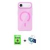 MARSİLYAN™- iPhone 17 Air Kılıf Pusula Form Özel Seri - Siyah 3D Antistatik Cam Ekran Koruyucu + Raze Metal Kamera Lens - SH
